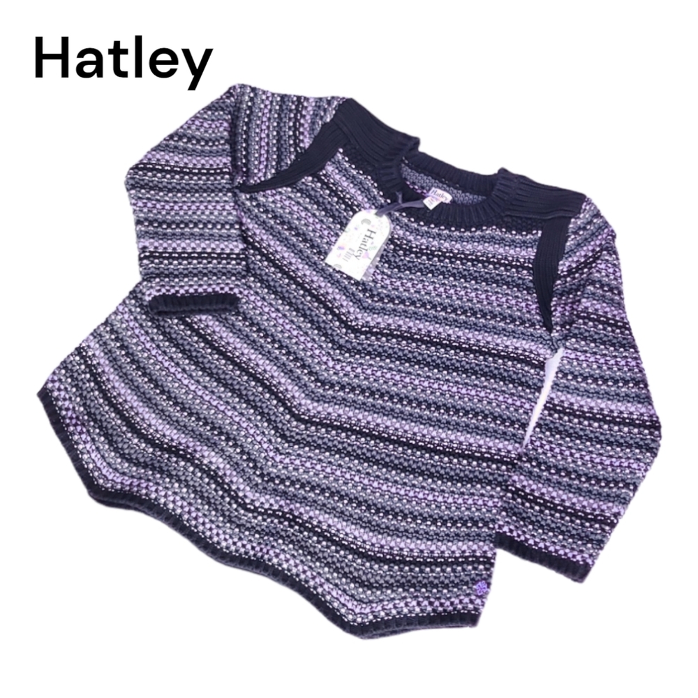 NWT Hatley Chelsie Sweater Charcoal Chevron Blue